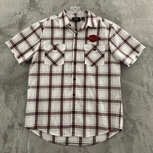 Harley-Davidson Bar & Shield Logo Shirt L Plaid Short Sleeve Button Embroidered